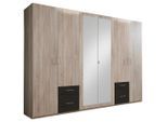 Mid.you Drehtürenschrank Wimex Freiburg, Graphit, Eiche, Glas, Holzwerkstoff, 3 Fächer, 4 Schublade(n) Schubladen, 270x210x58 cm, in verschiedenen Größen erhältlich, Holzdekoren erhältlich, Schlafzimmer, Kleiderschränke, Drehtürenschränke