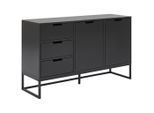 Novel Sideboard, Schwarz, Anthrazit, Metall, Holzwerkstoff, 2 Fächer, 3 Schublade(n) Schubladen, 136x79x40 cm, stehend, Beimöbel erhältlich, Wohnzimmer, Kommoden & Sideboards, Sideboards
