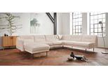 Wohnlandschaft HOME AFFAIRE "Nordfyn U-Form", beige (elfenbein), B:323cm H:81cm T:239cm, Luxus-Microfaser Lederoptik (100% Polyester);Struktur weich (100% Polyester);100% NaturLEDER, Sofas, Wohnlandschaft, edles Design in 3 Bezugsqualitäten, Design by Morten Georgsen