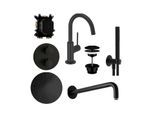 Herzbach Deep Black Duscharmatur Set Waschtisch, Wanne, Dusche