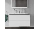 Duravit ME by Starck Waschtisch mit L-Cube Waschtischunterschrank 100 cm, weiß hochglanz