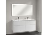 Villeroy & Boch Finero Badmöbel Set 130 cm Glossy White Waschtisch mit Waschtischunterschrank und Spiegel