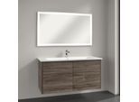 Villeroy & Boch Finero Badmöbel Set 120 cm Stone Oak Waschtisch mit Waschtischunterschrank und Spiegel