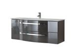 Pelipal Serie 4005 Waschtisch-Set 9.921.200.012 Lack Steingrau Hochglanz/Quarzgrau Hochglanz Select, Griff chrom, 115 x 48,2 x 48,1 cm