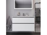 Duravit ME by Starck Waschtisch weiss mit D-Neo 2 Waschtischunterschrank 100cm weiss matt