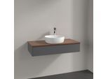 Villeroy und Boch Antao Waschtisch-Unterschrank K09052GK 100x19x50cm, Hahnloch, Waschbeckenplattenfarbe warm walnut, anthracite matt lacquer
