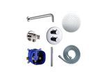 Fukana Pure Duschsystem Unterputz, chrom Thermostat, Kopfbrause, Handbrause, Komplettset