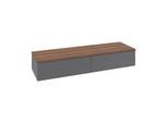 Villeroy und Boch Antao Sideboard L42102GK mit Beleuchtung, 2 Auszüge, 1600 x 268 x 500 mm, Front mit Struktur, Anthracite Matt Lacquer / Warm Walnut