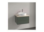 Villeroy und Boch Antao Waschtisch-Unterschrank L18153HL mit Beleuchtung, 2 Auszüge, 600 x 360 x 500 mm, Front mit Struktur, Leaf Green Matt Lacquer / Botticino