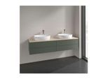 Villeroy und Boch Antao Waschtisch-Unterschrank K28053HL 160x36x50cm, Hahnloch, Waschbeckenplattenfarbe botticino, leaf green matt lacquer