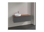 Villeroy und Boch Antao Waschtisch-Unterschrank K33152GK 120x36x50cm, Hahnloch, Waschbeckenplattenfarbe warm walnut, anthracite matt lacquer