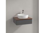 Villeroy und Boch Antao Waschtisch-Unterschrank K07052GK 60x19x50cm, Hahnloch, Waschbeckenplattenfarbe warm walnut, anthracite matt lacquer