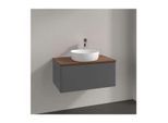 Villeroy und Boch Antao Waschtisch-Unterschrank K30052GK 80x36x50cm, Hahnloch, Waschbeckenplattenfarbe warm walnut, anthracite matt lacquer