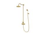 Steinberg Serie 350 Duschsystem 350272BG inklusive Thermostat, Kopfbrause und Handbrause, brushed gold