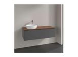 Villeroy und Boch Antao Waschtisch-Unterschrank L33052GK mit Beleuchtung, 1 Auszug, 1200 x 360 x 500 mm, Front ohne Struktur, Anthracite Matt Lacquer / Warm Walnut