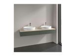 Villeroy und Boch Antao Waschtisch-Unterschrank L17153HL mit Beleuchtung, 2 Auszüge, 1600 x 190 x 500 mm, Front mit Struktur, Leaf Green Matt Lacquer / Botticino