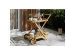 Ambia Garden Garten-Servierwagen, Akazie, Holz, Akazie, teilmassiv,vollmassiv, rechteckig, Rollen, X-Form, 85x90x53 cm, Flaschenfach, abnehmbares Tablett, herausnehmbares Tablett, Gartenzubehör, Gartenkommoden & Gartenregale