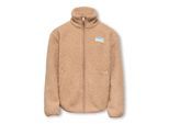 Fleecejacke KIDS ONLY "KOGEVA LIFE TEDDY JACKET CP OTW NOOS", Kinder, Gr. 128, beige (cuban sand), Plüsch, Obermaterial: 100% Polyester, unifarben, regular fit normal, elastischer Bund, Jacken Fleecejacke