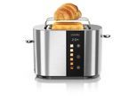 Arendo Toaster Edelstahl, Kurzschlitz, Touch Display, Bräunungsgrad- & Restzeitanzeige, 2 Schlitze, 2 Scheiben, 800 W, Brötchenaufsatz, wärmeisoliert