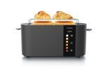 Arendo Toaster Edelstahl, Langschlitz, Touch Display, Bräunungsgrad- & Restzeitanzeige, 2 lange Schlitze, 4 Scheiben, 1500 W, Brötchenaufsatz, wärmeisoliert