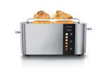 Arendo Toaster Edelstahl, Langschlitz, Touch Display, Bräunungsgrad- & Restzeitanzeige, 1 langer Schlitz, 2 Scheiben, 1000 W, Brötchenaufsatz, wärmeisoliert