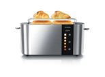 Arendo Toaster Edelstahl, Langschlitz, Touch Display, Bräunungsgrad- & Restzeitanzeige, 2 lange Schlitze, 4 Scheiben, 1500 W, Brötchenaufsatz, wärmeisoliert