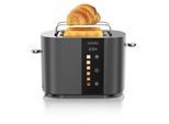 Arendo Toaster Edelstahl, Kurzschlitz, Touch Display, Bräunungsgrad- & Restzeitanzeige, 2 Schlitze, 2 Scheiben, 800 W, Brötchenaufsatz, wärmeisoliert