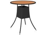 vidaXL Garten-Esstisch Schwarz Ø 70 cm Poly Rattan Massivholz Akazie