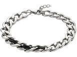 Armband BRUNO BANANI "Schmuck Geschenk Edelstahlarmband mit Lederimitateinsatz", schwarz (edelstahlfarben, schwarz), Armbänder, Damen, 21cm, Edelstahl Lederimitat, Edelstahl, Lederimitat, Armband