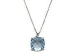 Kette mit Anhänger ZEEME "Silber 925 rhodiniert 45cm lang mit Blautopas (beh.)", weiß, Halsketten, Damen, 42+3cm, Silber 925 (Sterlingsilber), L: 45 B: 12mm, glänzend, B:12mm