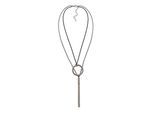 Kette mit Anhänger STEUER "Metall zweifarbig Glasstein weiß", silber, Halsketten, Damen, 52,0cm, Metall, L: 52, glänzend