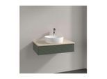 Villeroy und Boch Antao Waschtisch-Unterschrank L08113HL mit Beleuchtung, 1 Auszug, 800 x 190 x 500 mm, Front mit Struktur, Leaf Green Matt Lacquer / Botticino