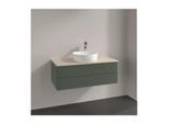 Villeroy und Boch Antao Waschtisch-Unterschrank K20153HL 100x36x50cm, Hahnloch, Waschbeckenplattenfarbe botticino, leaf green matt lacquer