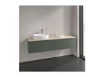 Villeroy und Boch Antao Waschtisch-Unterschrank L37053HL mit Beleuchtung, 2 Auszüge, 1600 x 360 x 500 mm, Front ohne Struktur, Leaf Green Matt Lacquer / Botticino