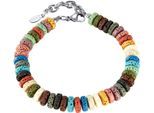 Armband FIRETTI "Schmuck Geschenk Edelstahl Armschmuck Ankerkettengliederung Regenbogen", bunt (edelstahlfarben, beige, blau, türkis, grün, oliv, braun, hellbraun, khaki, altrosa, rosa, orange, orangerot, beige, blau, türkis, grün, oliv, braun, hellbraun, khaki, altrosa, rosa, orange, orangerot), Armbänder, Damen, 23,5cm, Edelstahl, Armband, mit Lavastein