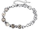 Armband FIRETTI "Schmuck Geschenk Edelstahl Armschmuck Ankerkettenglieder Dragonstone", silber (edelstahlfarben, weiß, grau, braun, weiß, grau, braun), Armbänder, Damen, 25cm, Edelstahl, Armband, mit Jaspis