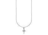 Kette mit Anhänger FIRETTI "Silberkette mit Anhänger Kreuz", silber (weißgoldfarben), Halsketten, Damen, Silber 925 (Sterlingsilber), L: 45 B: 1mm, B:1mm