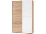 Carryhome Mehrzweckschrank, Weiß, Eiche, Holzwerkstoff, 6 Fächer, 125x196x38 cm, Waschküche, Mehrzweckschränke