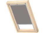 Verdunklungsrollo VELUX "DKL 0705S", grau (grau, alufarben), F06, stufenlos positionierbar, Polyester, Rollos, Verdunklungsrollo, Stoff grau mit weißen Führungsschienen & Griffleiste