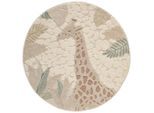 Ben'n'jen Kinderteppich Giraffe, Creme, Mehrfarbig, Textil, Tier, rund, ISO 9001, Bsci, Oeko-Tex® Standard 100, Made in Turkey, für Fußbodenheizung geeignet, in verschiedenen Größen erhältlich, pflegeleicht, leicht zusammenrollbar, Teppiche & Böden, Teppiche, Teppich Kinderzimmer