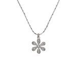 Kette mit Anhänger STEUER "Metall glanz Blume Glasstein weiß", silber, Halsketten, Damen, 54,0cm, Metall, L: 50, glänzend