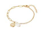 Armband VALERO PEARLS "VP759", gelbgold, weiß, Armbänder, Damen, Edelstahl, Armband, mit Süßwasser-Zuchtperle