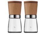 WMF Gewürzmühlenset 2-teilig , Holz, Metall, Glas , Eiche , 13.8 cm , stufenlos verstellbare Mahlstärke , Geschirr, Tischkultur & Serviergeschirr, Gewürzmühlen & Streuer