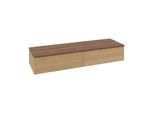 Villeroy und Boch Antao Sideboard L42102HN mit Beleuchtung, 2 Auszüge, 1600 x 268 x 500 mm, Front mit Struktur, Honey Oak / Warm Walnut