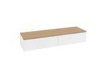 Villeroy und Boch Antao Sideboard L42101MT mit Beleuchtung, 2 Auszüge, 1600 x 268 x 500 mm, Front mit Struktur, White Matt Lacquer / Honey Oak