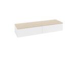 Villeroy und Boch Antao Sideboard L42103MT mit Beleuchtung, 2 Auszüge, 1600 x 268 x 500 mm, Front mit Struktur, White Matt Lacquer / Botticino