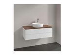 Villeroy und Boch Antao Waschtisch-Unterschrank K20152MT 100x36x50cm, Hahnloch, Waschbeckenplattenfarbe warm walnut, white matt lacquer