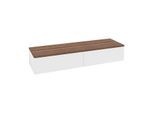 Villeroy und Boch Antao Sideboard L42002MT mit Beleuchtung, 2 Auszüge, 1600 x 268 x 500 mm, Front ohne Struktur, White Matt Lacquer / Warm Walnut