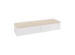 Villeroy und Boch Antao Sideboard L42103GF mit Beleuchtung, 2 Auszüge, 1600 x 268 x 500 mm, Front mit Struktur, Glossy White Lacquer / Botticino