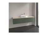 Villeroy und Boch Antao Waschtisch-Unterschrank L36013HL mit Beleuchtung, 2 Auszüge, 1600 x 360 x 500 mm, Front ohne Struktur, Leaf Green Matt Lacquer / Botticino